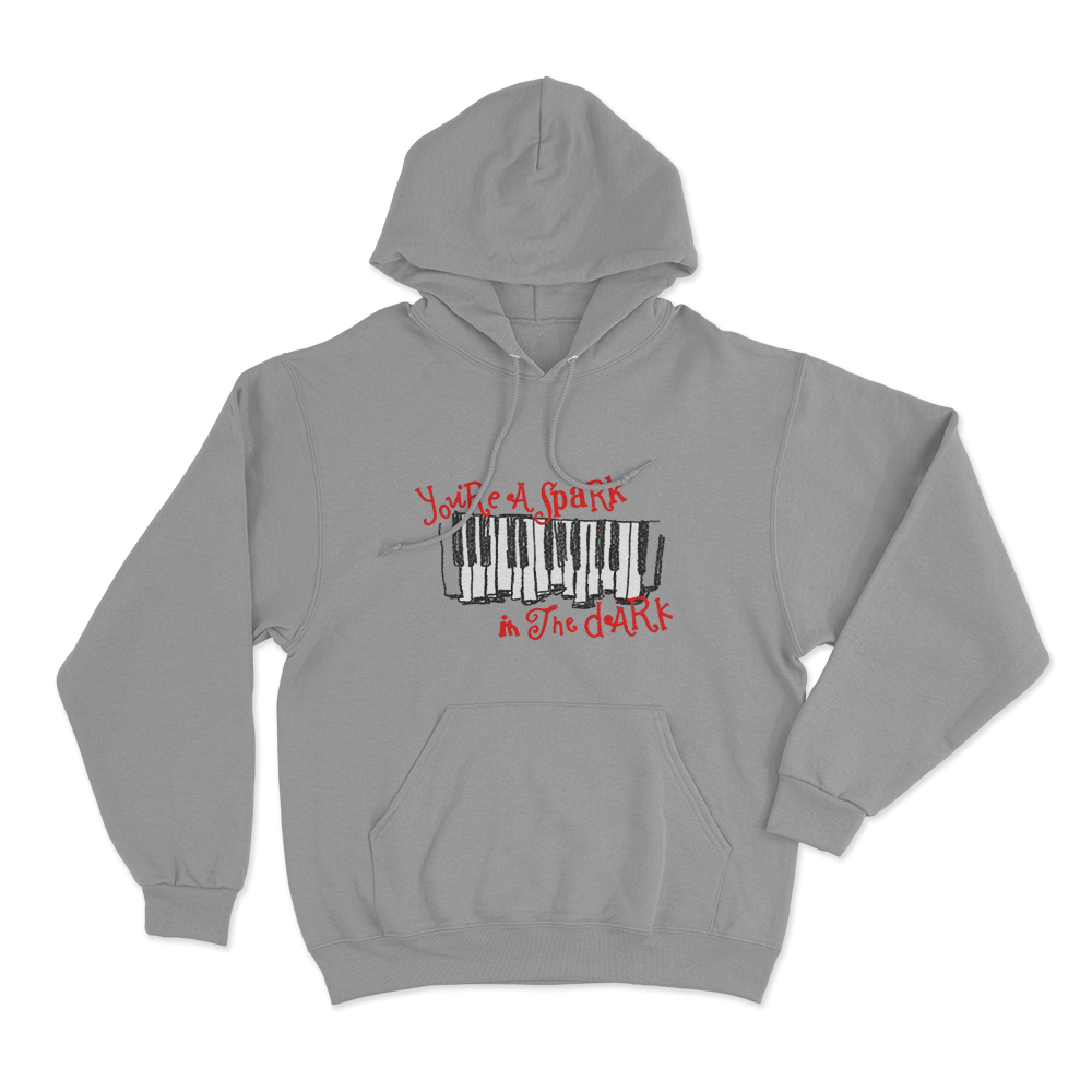 Spark In The Dark Piano Unisex Hoodie Grey Spark In The Dark Piano Unisex Hoodie Grey