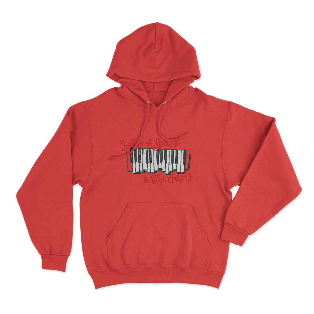 Spark In The Dark Piano Unisex Hoodie Red Spark In The Dark Piano Unisex Hoodie Red